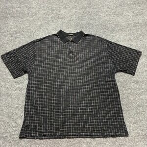 Gary Player‎ Mens Polo Shirt Size XL Black Checkered 60s Mercerized Cotton